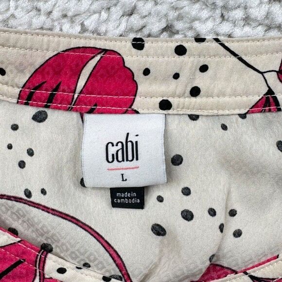 Cabi Boxy Top Ivory Pink Floral Blouse - Picture 4 of 8